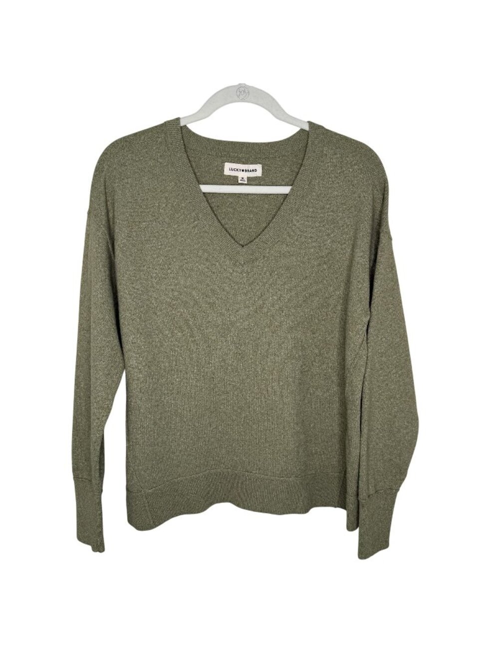 Lucky Brand Green V-Neck Pullover Sweater, M